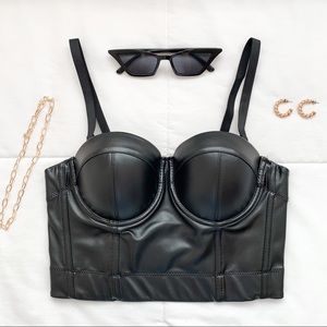 faux leather corset bustier